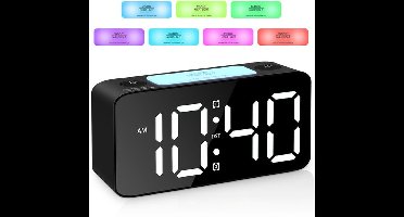 Extra Luide Wekker Met 7 Kleuren Nachtlamp - Ideaal Voor Diepe Slapers, Digitale Klok Met Regelbaar Volume & USB-Oplaadfunctie Voor Op Het Nachtkastje，Zwart