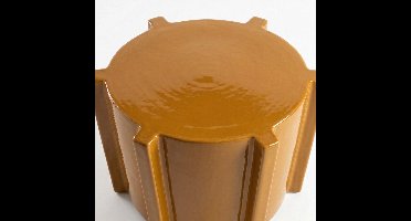 Bijzettafel Avion - Rond MDF Geel/Oranje Kalkpleister - Glans