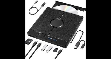 Externe cd/dvd-drive - USB 3.0 - Type-C-interface - Draagbare cd/dvd-brander (+/-RW) - Met USB/SD/TF-kaartlezer - Geschikt voor pc's, laptops, desktops en MacBooks - Ondersteunt Windows 11/10/8/7/XP en Mac OS