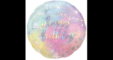 RIETHMULLER - Iridescent Happy Birthday aluminium ballon 43 cm rond