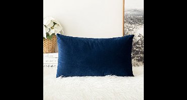 MIULEE Fluweelzachte decoratieve luxueuze vierkante kussensloop voor woonkamer, bank, slaapkamer, met onzichtbare rits, 30 x 50 cm, 1 stuk, marineblauw