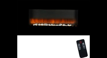 alpina Sfeerhaard Elektrisch Wandpaneel – Elektrische Sfeerhaard met Verwarming 1800-2000W – Wandkachel Electrisch met Vuureffect – Elektrische Haard incl Afstandsbediening – Zwart