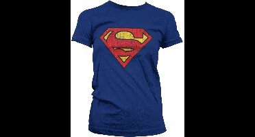 Superman Washed Shield Girly T-Shirt Damen Navy-M