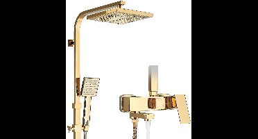 Douche Set – Douchekop – Regendouche – Handdouche – Badkraan – Gouden Afwerking – Messing Materiaal – 3 Functies