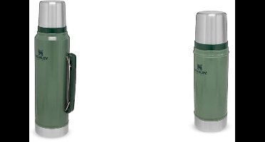 Stanley Classic Legendary Thermosfles 1L Hammertone Groen - Thermosfles van roestvrij staal & Classic Legendary Thermosfles 473ml Hammertone Groen - Thermosfles van roestvrij staal