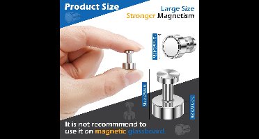 Magnetische - Kegelmagneten voor magneetbord - set van 12 stuks - Metaal - zilver