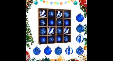 Boraboi® Set van 16 splintervrije blauwe kerstballen voor sfeervolle decoratie
