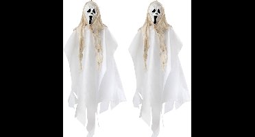 Halloween/horror thema hang decoratie spook - 2x - enge/griezelige pop - 60 cm - poppen - versiering