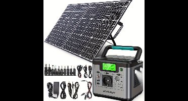 Powerbank – Power Station – Externe Batterij – Mobiele Oplader – Draagbare Accu – 518Wh Lithiumbatterij – 100W Opvouwbaar Zonnepaneel