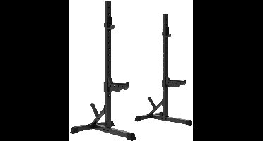 Tunturi SS60 Haltersteunen - Squat Standaard voor lange halters - Home gym tot 200kg belastbaar - In hoogte verstelbaar - Halterrek