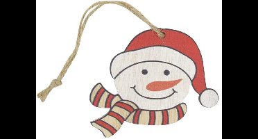 Houten hanger Sneeuwman (24 stuks) – Wit | 7 cm x 6,5 cm