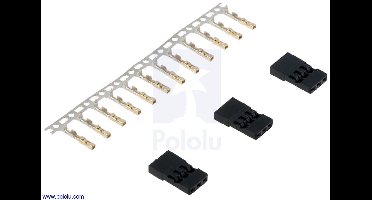 JR Connector Pack, Female – 3 JR-connectoren + reservepinnen – 22‑26 AWG pololu-1924