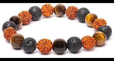 Armband rudraksha, tijgeroog en lavasteen
