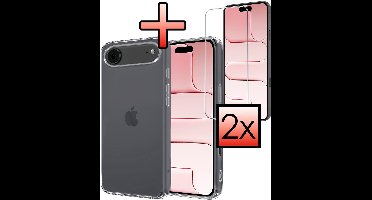Hoesje - Met 2x Screenprotector - Geschikt voor Apple iPhone Air - Sterk & Shockproof - Back Cover - Siliconen Case - Telefoon Hoes - Transparant