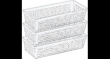 Storage Solutions Organizer/opbergmandje - 3x - kunststof - transparant - 1.9L - 26 x 11 x 6 cm