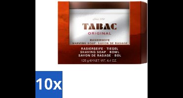 10 x Tabac Original - Scheerzeep in Pot - Rijke schuimvorming - 125 gr - Scheerzeep - Scheerbeurt - Schuim - Huidhydratatie - Tabak Geur
