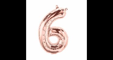 Folat - Folieballon Cijfer 6 Rose Gold - 86 cm