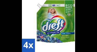 Dreft - Vloeibaar Wasmiddel - Ochtendfris Navul - Fris en zuinig - 28 Wasbeurten - Voordeelverpakking - 4 stuks