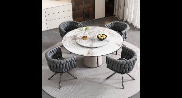 Draaifauteuil – Fauteuil – Lounge Stoel – Zithoek Stoel – Bureau Stoel – Velvet Bekleding – Metalen Onderstel – 360° Draaibaar – Max. 150 kg Belastbaar - Grijs