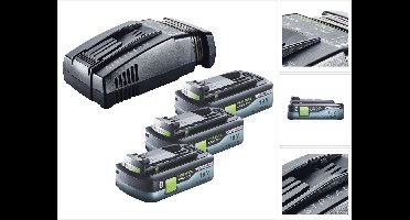 Festool energieset 3x BP 18 Li 4,0 Ah HPC-ASI accupack 18V 4,0 Ah HighPower ( 3x 205034 ) + SCA 16 snellader 10,8 V - 18 V ( 576953 )