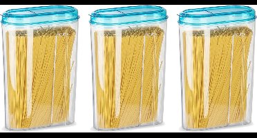 Plasticforte Voedselcontainer strooibus - 3x - blauw - 1500 ml - kunststof - voorraadpotten