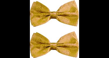 Partychimp Carnaval verkleed vlinderstrikje zijdeglans - 2x - goud - polyester - heren/dames