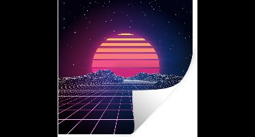 Muurstickers - Sticker Folie - Een Science-Fiction illustratie van een zonsopkomst - 30x30 cm - Plakfolie - Muurstickers Kinderkamer - Zelfklevend Behang - Zelfklevend behangpapier - Stickerfolie