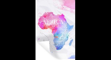 Muurstickers - Sticker Folie - Waterverf - Wereldkaart - Afrika - 20x30 cm - Plakfolie - Muurstickers Kinderkamer - Zelfklevend Behang - Zelfklevend behangpapier - Stickerfolie