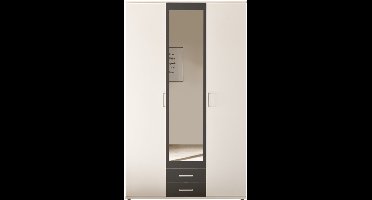Pol Power Hanau kleerkast + spiegel melamine op houtbasis 3 deuren 120x196x54 cm