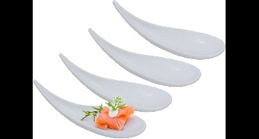 Gerimport Amuse/aperitief lepel set - hapjes/tapas - 12x stuks - wit - melamine