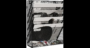 Boraboi® Metalen Wandorganizer met 6 Vakken voor Tijdschriften en Documenten in Stijlvol Zwart Design