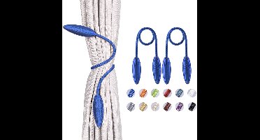 Boraboi® Handige en Decoratieve Vorhang Raffhalters voor Huis en Kantoor met Flexibele Vormgeving - Koninklijk Blauw, Set van 2 Stuks