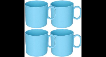 Plasticforte onbreekbare Drinkbekers - 8x - kunststof - 320 ml - blauw - kinderen - camping - mokken