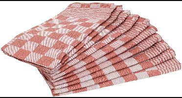 Blokdoek - Pompdoek - Keukenhanddoek - Geblokt - 70 x 70cm - 100% Katoen - 10 Stuks - Rood/Wit