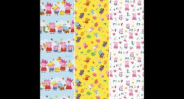 6 rollen Inpakpapier Peppa Big - 200x70cm - plasticvrij - 3 assorti IG DESIGN GROUP.