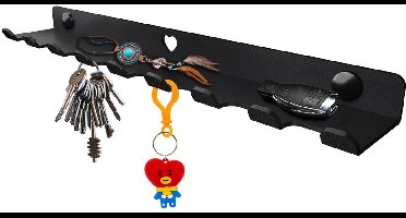 Sleutelbord met legplank - Metalen haaklijst - 9 haken - Rustiek ontwerp - Wandmontage