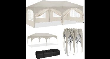Pop-Up Tent – Tuinpaviljoen – Opblaasbare Tuintent – Buiten Shelter – 3x6 Meter – UV-Bescherming 98% – Verstelbare Hoogte - Beige