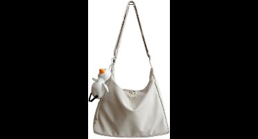 S&E Minimalistische Hobo-Bag met Charm – Middelgroot & Trendy - Wit