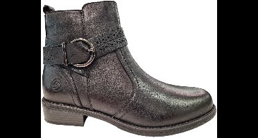 Remonte Zwarte Leren Dames Enkellaarzen - Zwart - 37