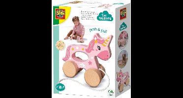 SES Creative - Tiny Talents - Trekdier 2 in 1 houten unicorn - Montessori - op maat gemaakt voor kinderhandjes - eenhoorn trekdier - Unicorn Speelgoed - Speelgoed 2 Jaar