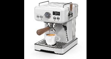 Espressomachine - Koffiemachine - Compact Koffiezetapparaat - 20 Bar - RVS Behuizing - voor Espresso - Cappuccino en Latte - Semi-automatische - met Instelbare Druk & Temperatuur