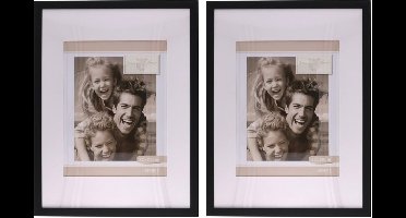 Gerimport Fotolijstje Paris - 2x - 30 x 40 cm - zwart - met passe partout - 22 x 28 cm - hout