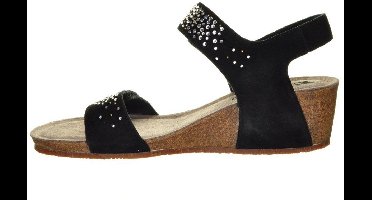 Mephisto Zwarte Geklede Lederen Sandalen Met Sleehak maat 37