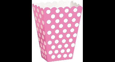 Haza Original Feestdoosjes Polkastip Roze 14 X 9 Cm 8 Stuks