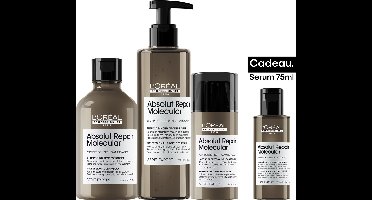 L'Oréal Professionnel Absolut Repair Molecular Bundel + cadeau - Shampoo 300ml, Masker 250ml, Leave-in 100ml en cadeau Rinse-Off serum 75ml - Voordeelverpakking