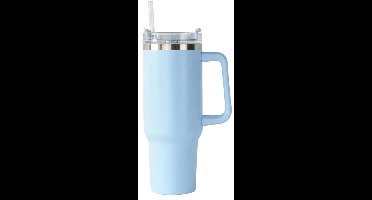 Drinkbeker met deksel en rietje - roestvrij staal - BPA-vrij - 1 stuk