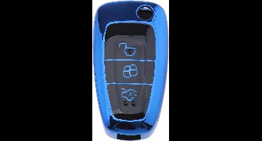 Allecto Plus - 3-Knop Auto Afstandsbediening TPU Sleutelhoes Compatibel met Ford Mondeo - Blauw - Voertuig Accessoires