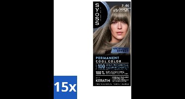 SYOSS - Coloration 7-46 Cool Middenblond - Haarverf - Grijsdekking - Vermindert Haarbreuk - Bulkverpakking - 15 stuks