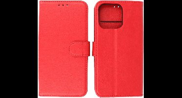 Boekhoesje met kaartvakken geschikt voor Apple iPhone 15 - Hoes - Bookcase - Book Case - Boekhoes met Pasjeshouder - met Kaartenhouder | Rood