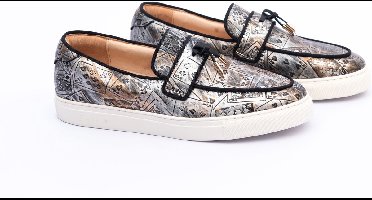 Zerba - Heren Sneakers - Maat 44 - Grijs Zwart Leer - Modena